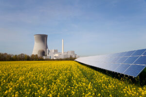 Solar panels in field